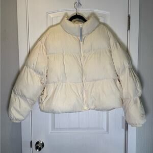 Fabletics Women's Cropped Cream Puffer Jacket Size 1X